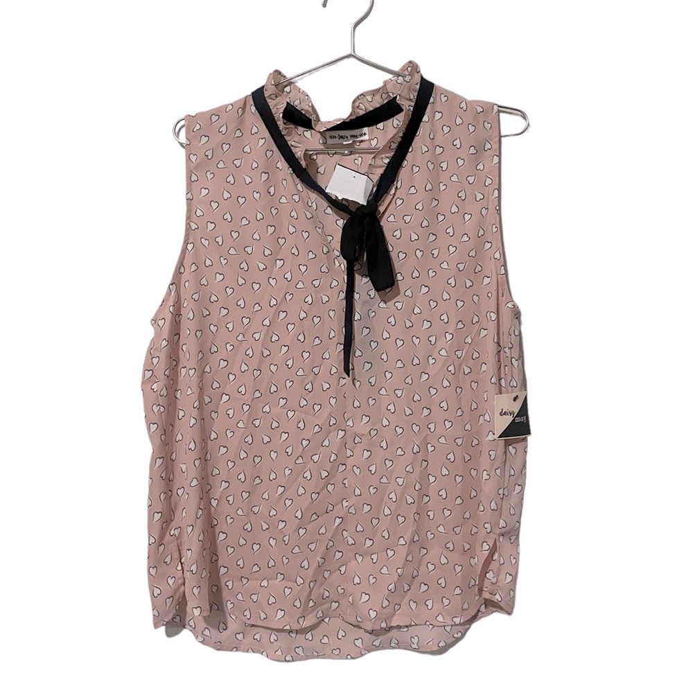 Daisy may sleeveless tie mock neck blouse